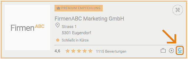 Screenshot FirmenABC-Suchergebnis mit Hinweis auf Tiefendaten